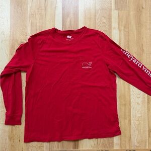 Vineyard Vines candy cane Christmas women’s   Red Long Sleeve Tee
